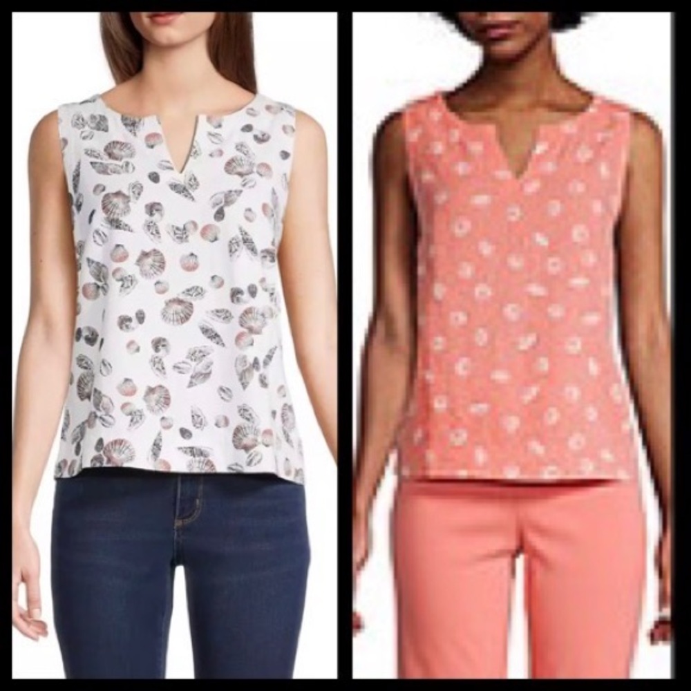 Liz Claiborne | Nautical Linen Blend Seashell Tops